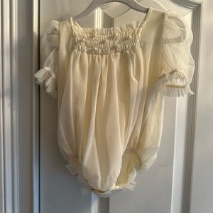 Petite Maison Kids
Girls' Bella Buttermilk Tulle Romper with Faux Pearl Beading